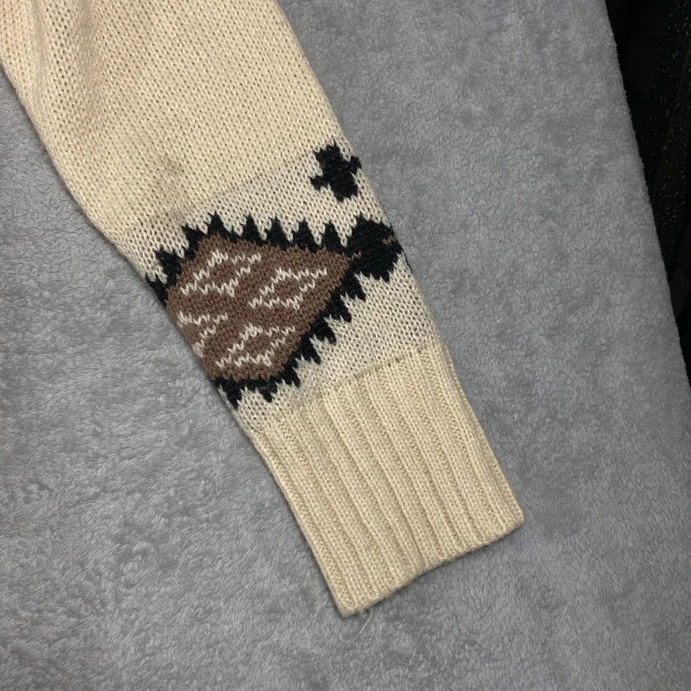 No Boundaries Cardigan Women Large L Cream Southwestern Fringe Open‎ Front Knit